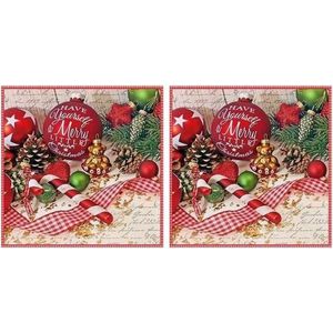 40x Kerst servetten in kerstsfeer 33 x 33 cm - Kerstdiner tafeldecoratie versieringen - Papieren wegwerpservetten 3-laags