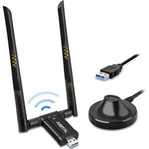 USB WiFi Adapter, 1200Mbps Dual Band Dongle 2.4G/5G with 3.0 Cradle, High Gain Antenna Extension Cable Wireless Network Adapter for PC Desktop Laptop Support Windows 11/10/8/7 Mac Os X, Black