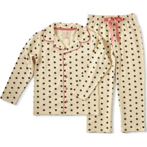 Little Label Pyjama Meisjes Maat 110-116/6Y - offwhite, roze - Veren - Pyjama Kind - Zachte BIO Katoen