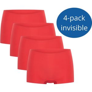 Beeren 4-pack invisible dames short Laura donkerrood Maat S/M
