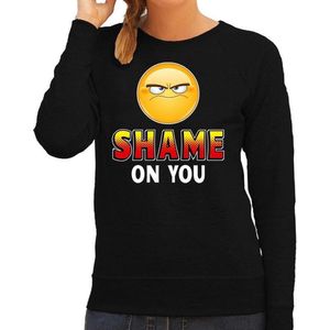 Funny emoticon sweater Shame on you zwart voor dames -  Fun / cadeau trui XXL