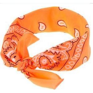 Bandana Paisley oranje - 100% katoen - boeren zakdoek - orange - Cotton - zakdoek - hoofdband - sjaaltje - accessoire - carnaval