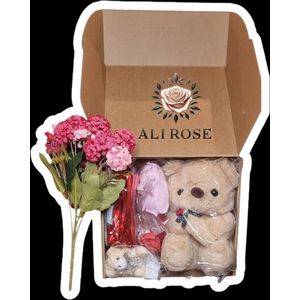 AliRose - Valentijns Pakket - Medium Size - Ballon / Rozen Blaadjes - Teddy Bear - Rozen Led - All-in Surprise Pakket