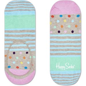 Happy Socks Stripe Dots Liner Socks - Pastel/Grijs - Maat 41-46