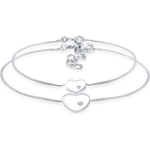 Elli Armbanden Moeder Kind Basic - hanger hart - Kristallen 925 sterling zilver - zilverkleurig