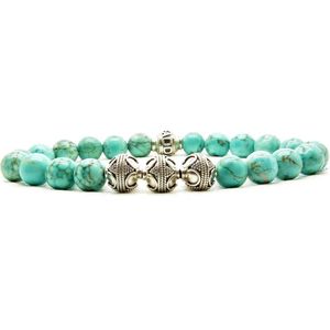 Beaddhism - Armband - Turquoise - Zilver - Yin 3 - 8 mm - 19 cm