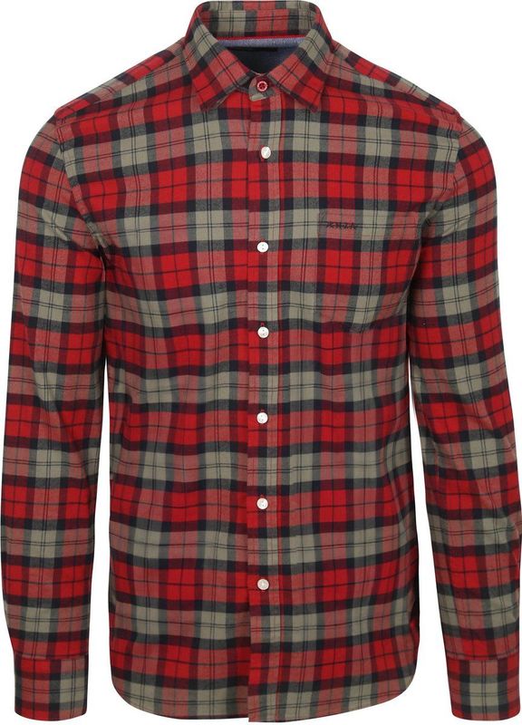 NZA - Rood geruit - Katoenen Overhemd - Regular Fit - Lange Mouwen