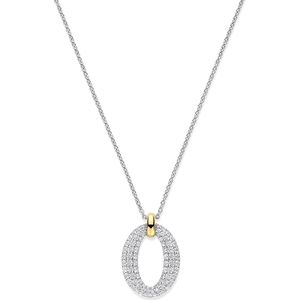 TI SENTO Dames Ketting - 925 zilver - Zirkonia met geel verguld - Maat 42 - 34092ZY