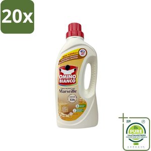 20 x Omino Bianco - Marseille - Wasmiddel - Natuurlijke Zeep - Witte & Gekleurde Was - 37 Wasbeurten - Grootverpakking - Marseille Zeep - Wasmiddel - Natuurlijke Zeep - Vlekkenverwijderaar - Wasparfum