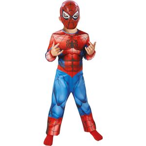Rubies - Spiderman Kostuum - Spiderman Strong Muscles Kind Kostuum - Blauw, Rood - Maat 116 - Carnavalskleding - Verkleedkleding