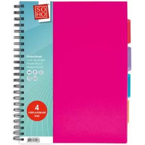 SOHO Projectboek A4 23r 4tabs 200 vel - Pink Roze - Gratis verzonden