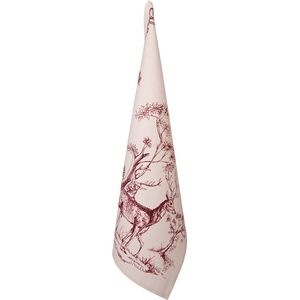 Clayre & Eef Theedoek 50x70 cm Wit Roze Katoen Rendieren Keukenhanddoek