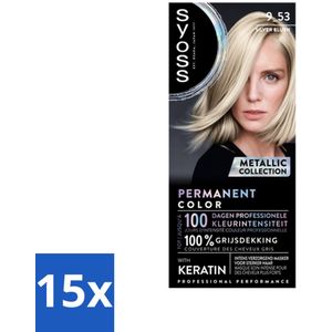 15 x SYOSS - Coloration 9-53 Silver Blush - Haarverf - Grijsdekking - Vermindert Haarbreuk - Haarverf - Permanente Haarkleuring - Grijsdekking - Haarverf Grijs - Haarverf 9-53