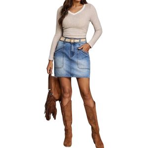 Livano Spijkerrok - Rok - Jeansrok Dames - Denim - Spijkerjurk - M