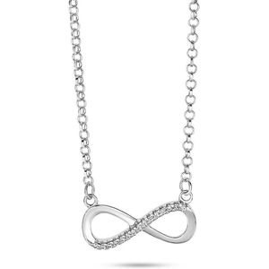 Twice As Nice Halsketting in zilver, infinity motief voor de helft met kristallen zilverkleur 40 cm