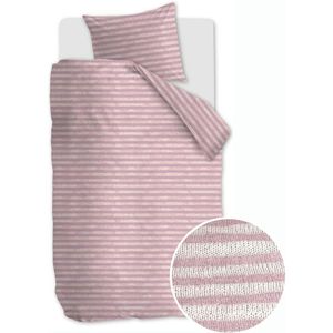 Ariadne At Home Knit Stripes Dekbedovertrek - Eenpersoons - 140x200/220 - Lila
