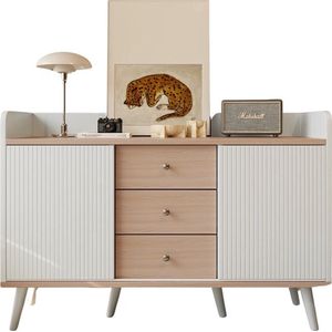 Betaalbare Goederen® Dressoir - 3 Laden - Hout Kleur - Dressoir Kasten - Dressoirs - Woonkamer - Met Opbregplanken