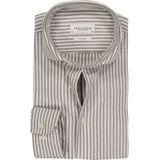 Profuomo slim fit heren overhemd, popeline, olijfgroen met wit gestreept