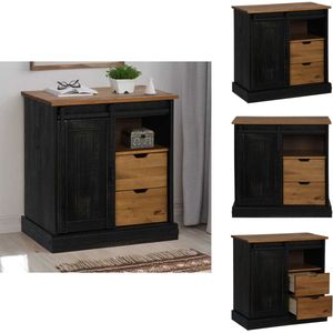 vidaXL Dressoir - Dressoirs - Opbergkast - Buffetkast - Dressoir HALDEN schuifdeur zwart 80x40x80 cm massief hout grijs