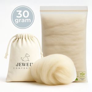 Jewel’s® Comfortwol 'baby-badje' 30g – Natuurlijke alternatief voor hielspoor zooltjes - Antidruk wandelwol van schapenwol, van nature lanoline-rijk - Luxeuze voetwol en zorgwol