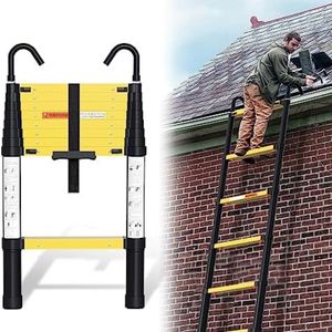 Telescoopladder - Vouwladder - Telescoopladder Aluminium - Uitschuifladder - Zwart / Geel