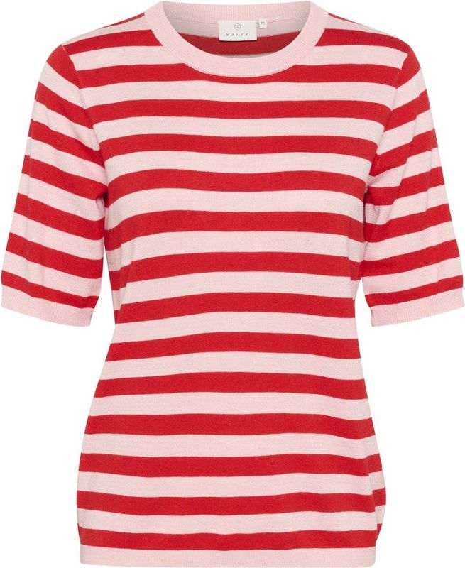 Kaffe - KAlizza Striped Knit - Gebreide Trui - Lotus / True Red Stripe