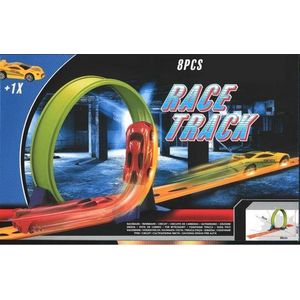Racebaan met Looping en Raceauto - 8 Delig