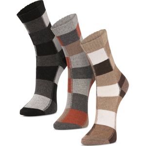 Alpaca-wollen sokken (Maat 41-47) - 3 Paar - Dun - Geblokt - American Alpaca - Mannen