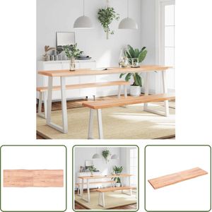 The Living Store Houten Tafelblad - L x B x H- 200 x 60 x 6 cm - Massief Eikenhout met Lakafwerking - Lichtbruin - Draagvermogen met Onderstel- 48 kg