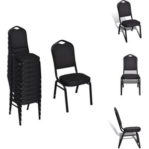 vidaXL Eetkamerstoelen Set - Stapelbaar - Multiplex en ijzer - Zwart - 40x41x88 cm - Ergonomisch - Eetkamerstoel