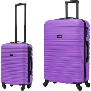 BlockTravel kofferset 2 delig ABS ruimbagage en handbagage 39 en 74 liter - inbouw TSA slot - paars