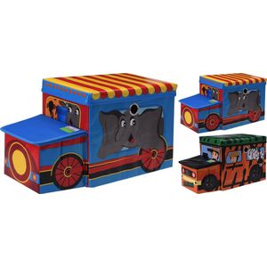Set van 2 Speelgoedkisten en kinderzitje - opbergbox - kind - opbergruimte -  stuks - safari en circus