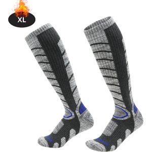 Livano Skisokken - Ski Sokken - Warme Sokken - Lange Huissokken - Thermo - Compressie - Grijs - S - 2 paar