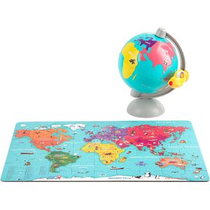 houten legpuzzel wereldkaart met wereldbol