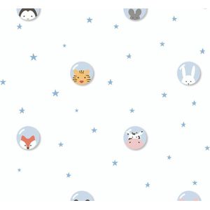 A.S. Création - Little Love - Behang - Blauw Wit Roze Geel Zwart - Vliesbehang