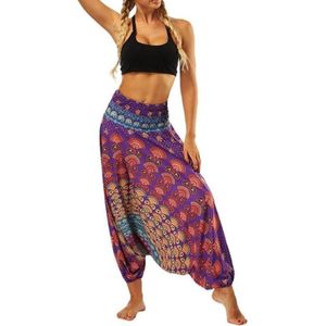 yoga pants loose women high waist Women Summer Loose Yoga Trousers Baggy Boho Jumpsuit Harem Pants gym Colorful Mandala Paars