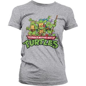 Teenage Mutant Ninja Turtles Turtles Distressed Group Girly T-shirt Damen Heather-Grey-S