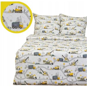 Kinderbeddengoed 140x200 - Gele Graafmachines, 100% Katoen