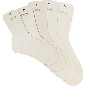 Pack of 5 Sock Shelf - Size 36-45 Sock Blockers - Sock Ruler met Size Informatie - Houten Breisokken voor Liefhebbers van Breien en Handwerken