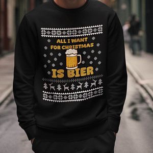 Foute Kerst Trui Zwart All I Want For Christmas Is Beer XS