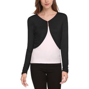 Dames Bolero Kort Cardigan Lange Mouw Cardigan Schouder Jas Bolero Jas Schouder Jas Casual Top Zwart XXL