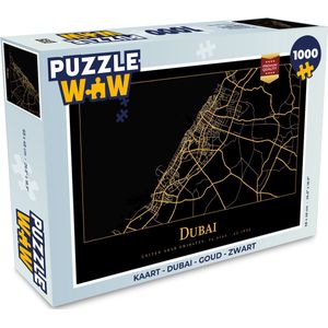 Puzzel Kaart - Dubai - Goud - Zwart - Legpuzzel - Puzzel 1000 stukjes volwassenen