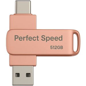 Perfect Speed - Usb stick 512GB - Dual Port - 880 Mbps - Snelle Usb Stick - Usb 3.2 - Roze