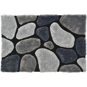 OZAIA Shaggy kleed PIETRA grijs - polyester - 140*200 cm L 200 cm x H 4 cm x D 140 cm