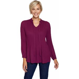 Geplooide blouse met kanten kraag