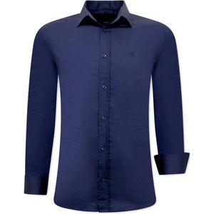 Luxe Aparte Blanco Heren Overhemden - Slim Fit - 3081- Navy