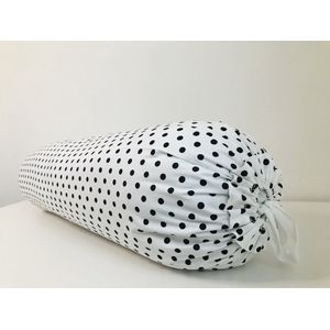 Gustiana® Guling - Rolkussen - Sluimerrol Kapok met wasbare sloop - L85 x B35 x ø20 cm - Polkadot Zwart-wit