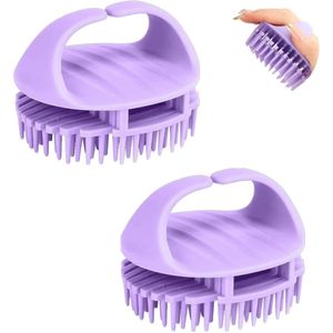 2 stuks - Hoofdhuidborstel - Anti-roos reinigingsborstel - Hoofdhuidmassage shampooborstel - Siliconen shampooborstel - Comfortabele badborstel - Multifunctionele shampooborstel - Geschikt voor baden en haarwassen (paars)