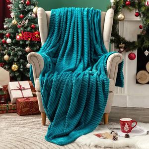 Flanellen fleece plaid zachte warme comfortabele plaids voor bank, corduroy pluizige deken bed kussen voor slaapkamer, bank, reizen, kinderen slaapkamer accessoires 60 x 80 inch lichtgroen