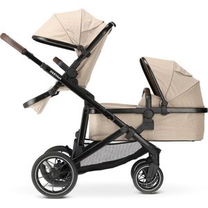 Deryan Evy V2 Kinderwagen - Duo Kinderwagen - Uitbreidbaar - Inclusief reiswieg - Nougat
